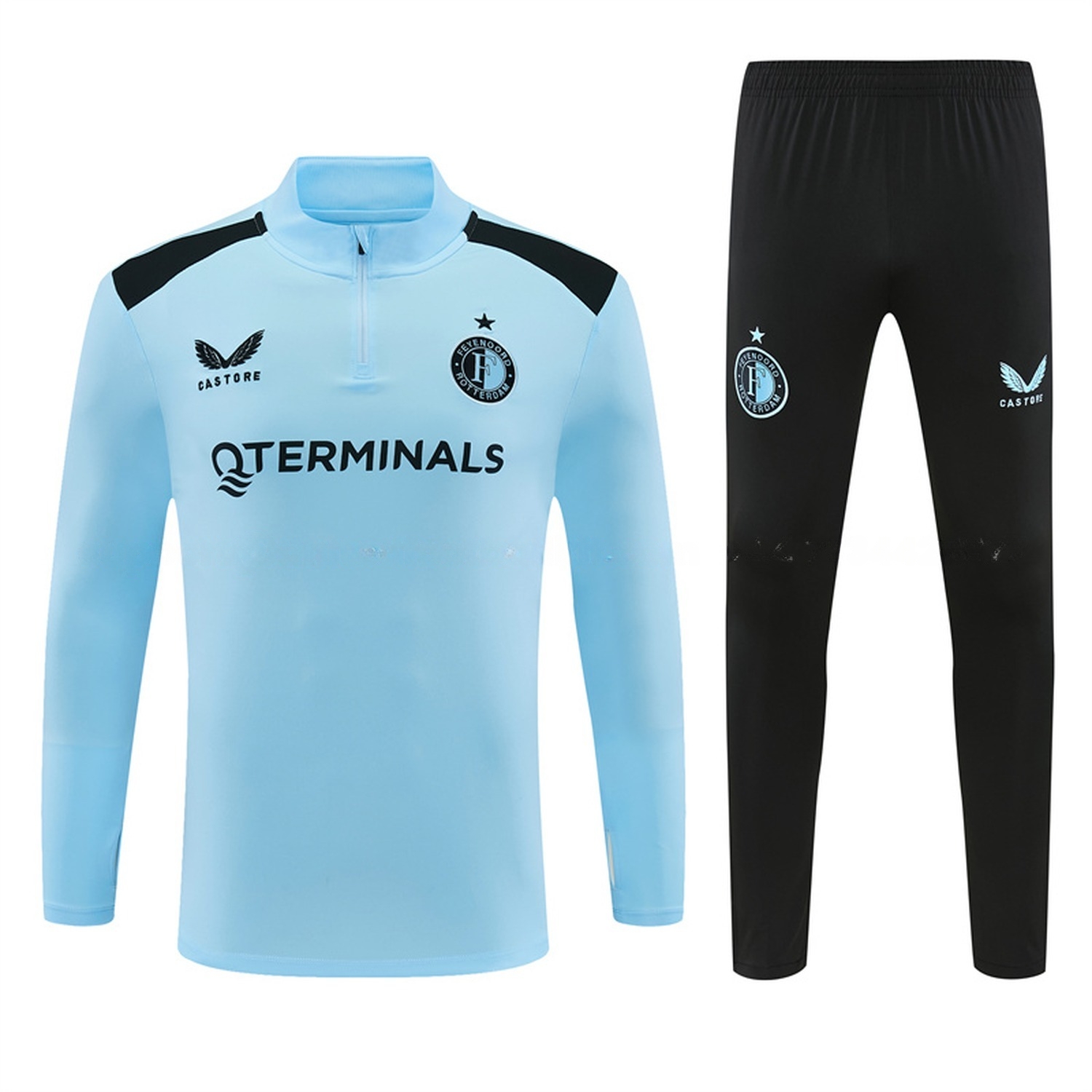 Feyenoord 26-27 Long Sleeve Training Set - Light Blue Top & Black Pants - JerseysGala