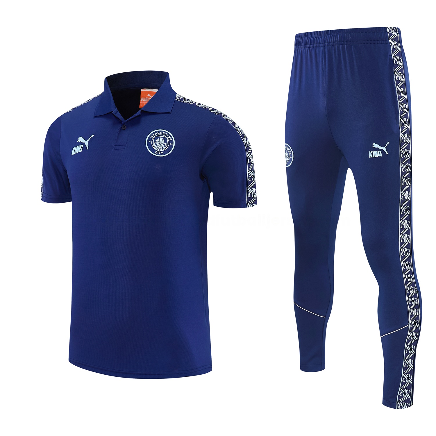 Manchester City 25-26 POLO Short-Sleeve Training Set - Dark Blue Top and Pants - JerseysGala