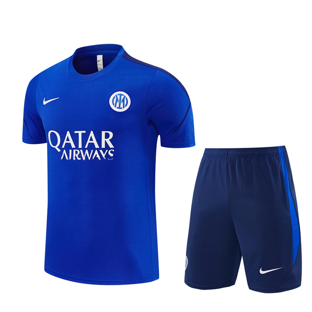Inter Milan 26-27 Short-Sleeve Training Set - Ocean Blue Top & Deep Blue Shorts - JerseysGala