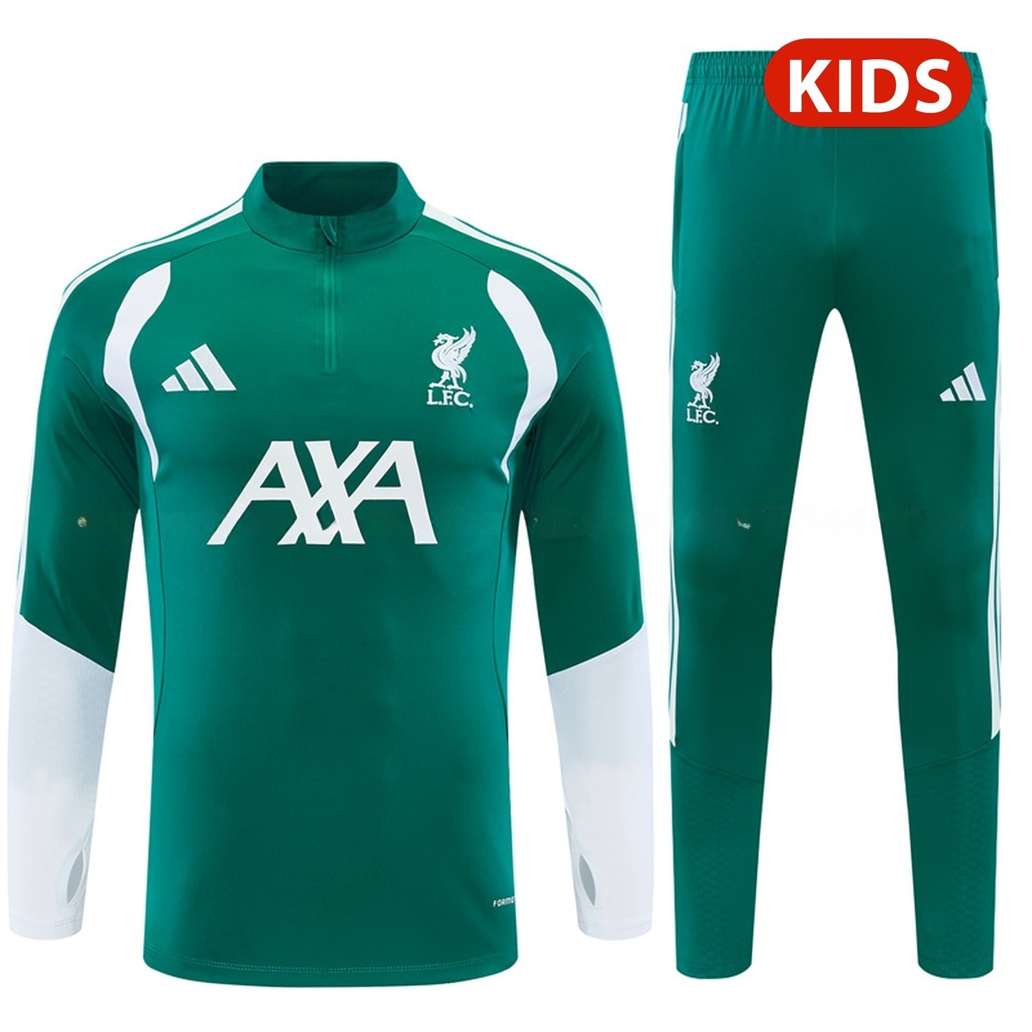 Liver.pool 26-27 Kids Long Sleeve Training Set - Green Top & Green Pants - JerseysGala