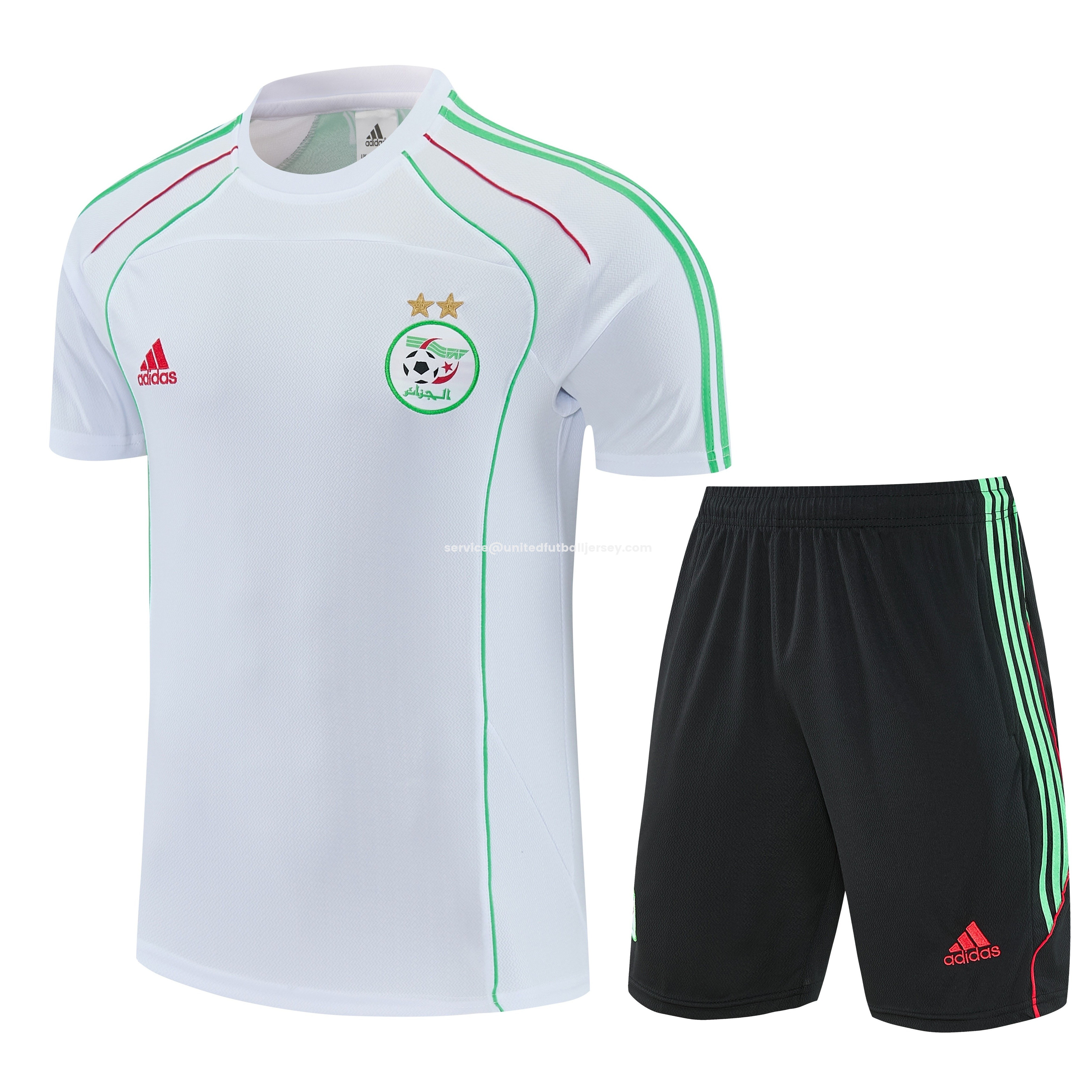 Algeria 2026 Short-Sleeve Training Set - White Top and Black Shorts - JerseysGala