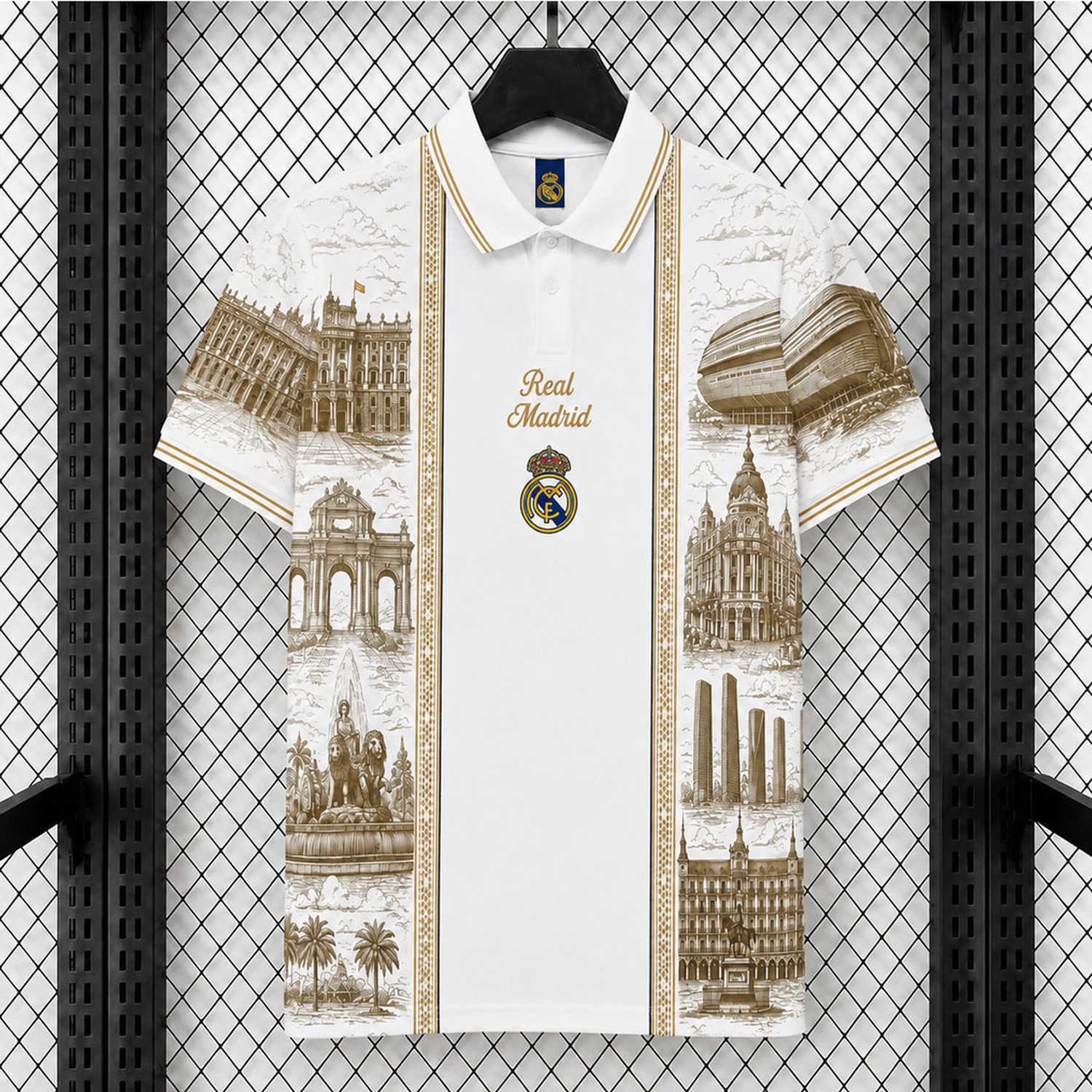Real Madrid 26-27 x DIOR White Gold Special Polo Jersey - Fans Version - JerseysGala