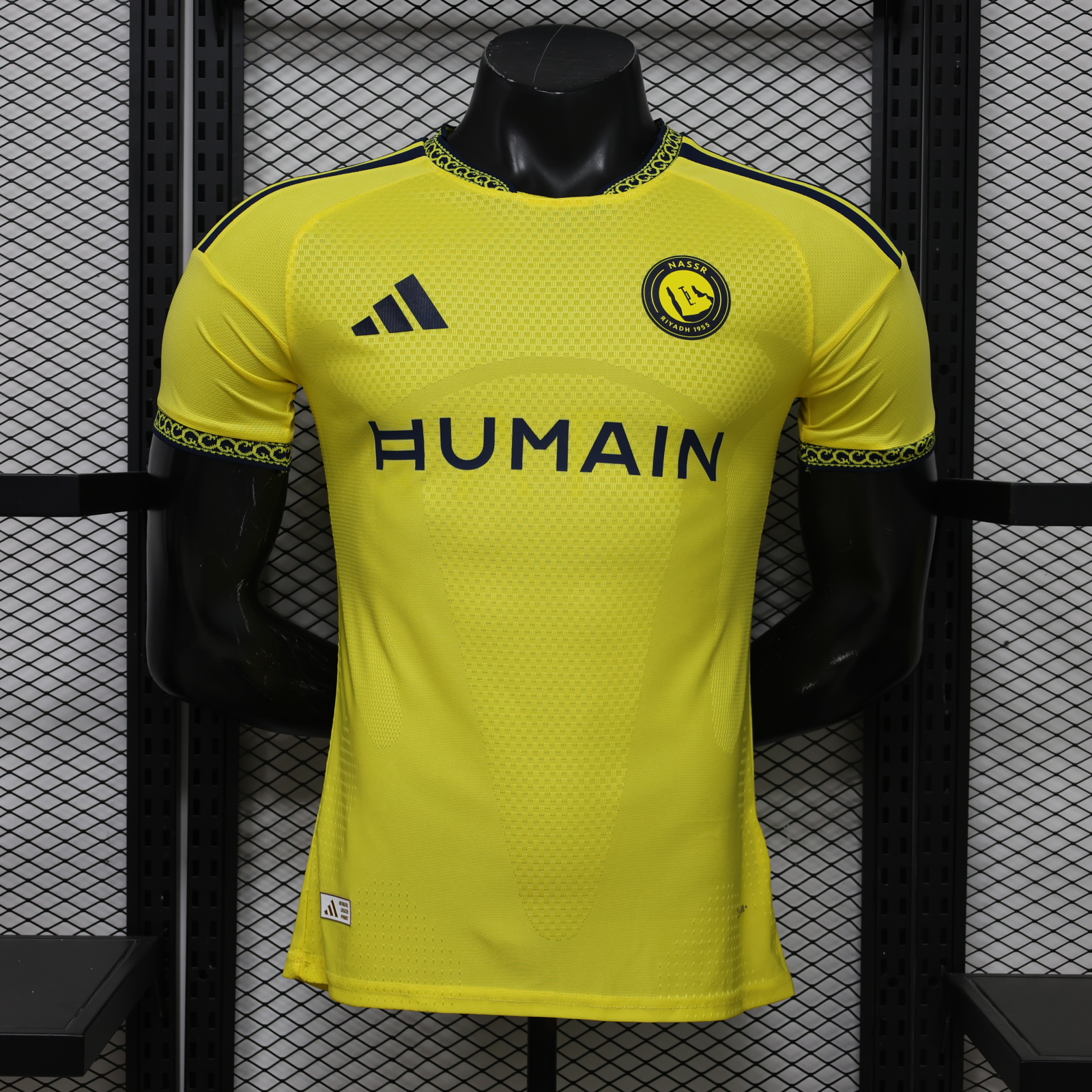 Al Nassr Riyadh Victory 26-27 Home Jersey With HUMAIN Sponsor - Player Version - JerseysGala