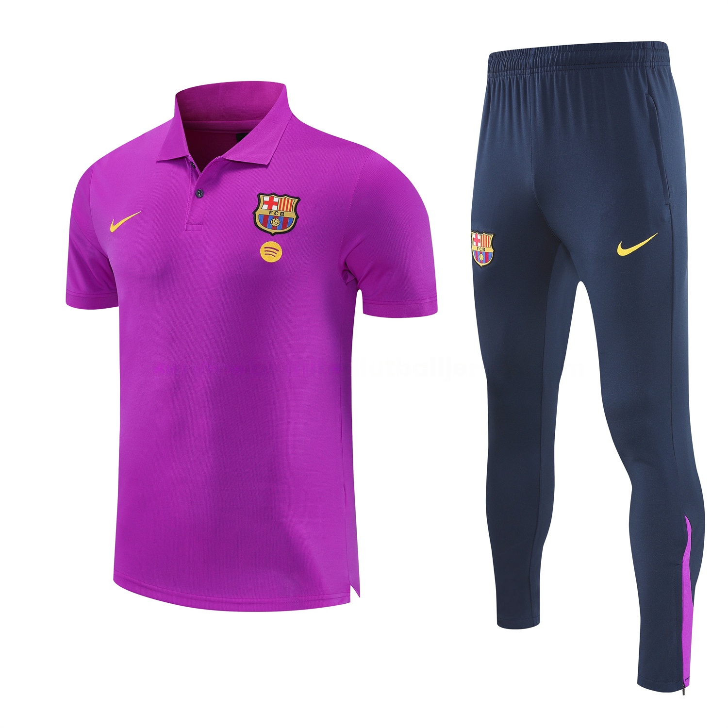Barcelona 25-26 POLO Short-Sleeve Training Set - Purple Top and Dark Blue Pants - JerseysGala