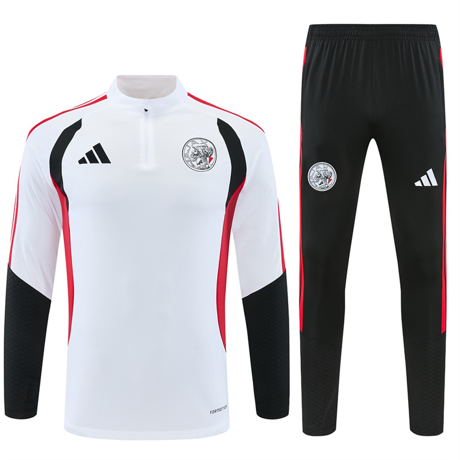 Ajax 26-27 Kids Long Sleeve Training Set - White Top & Black Pants - JerseysGala