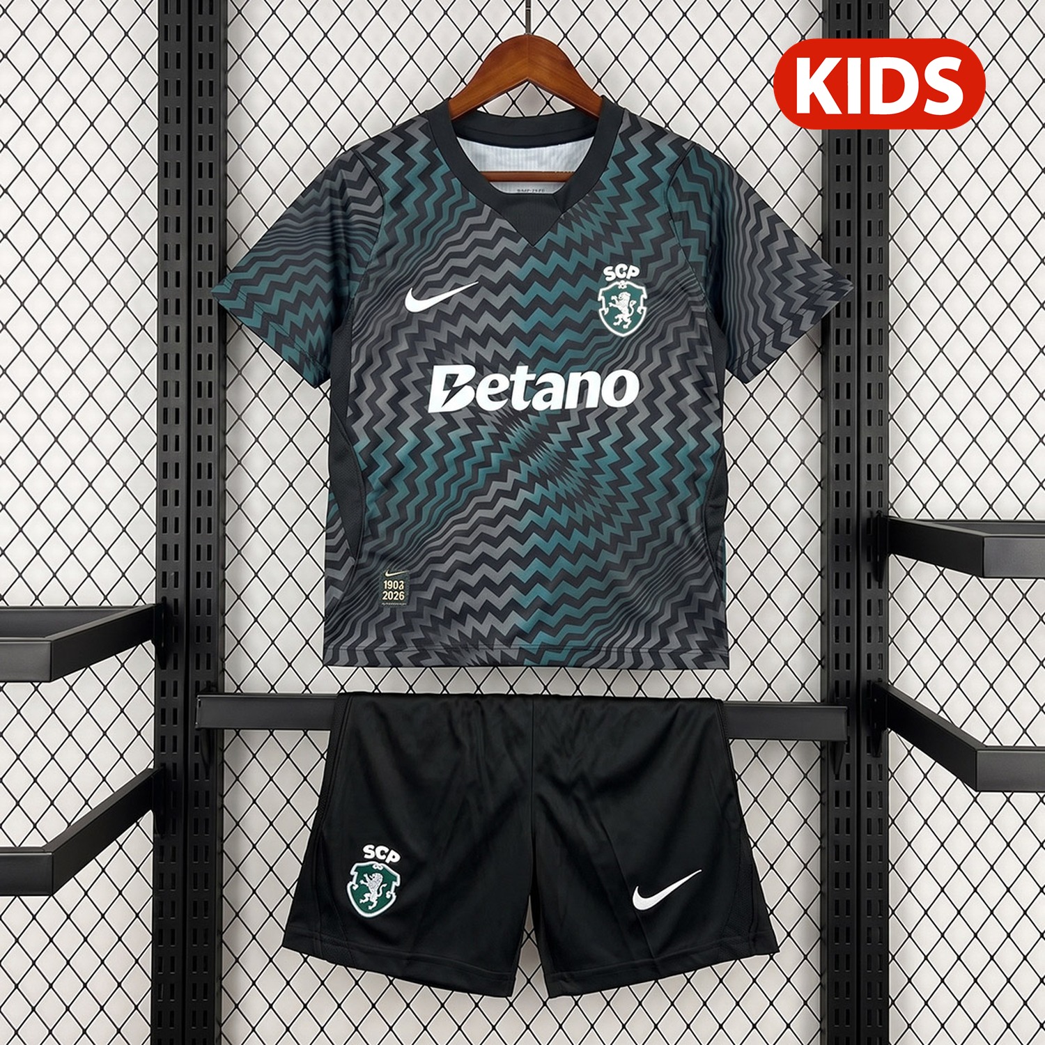 Sporting CP Lisbon 26-27 Black Green Goalkeeper Kids Kit - JerseysGala