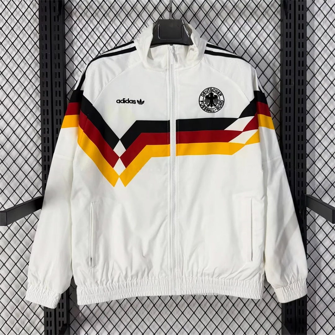 Germany 2026 Windbreaker Jacket - White With Classic Stripes - JerseysGala