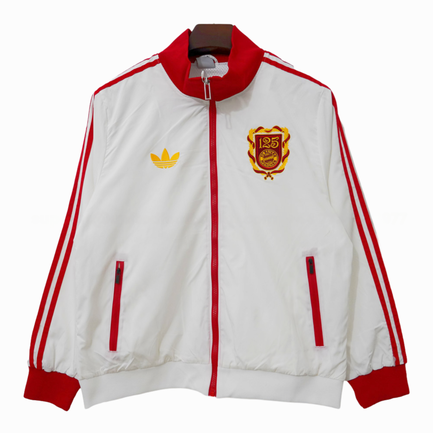 Retro Bayern Munich 24-25 125th Anniversary Windbreaker Jacket - White Red Sripe - JerseysGala