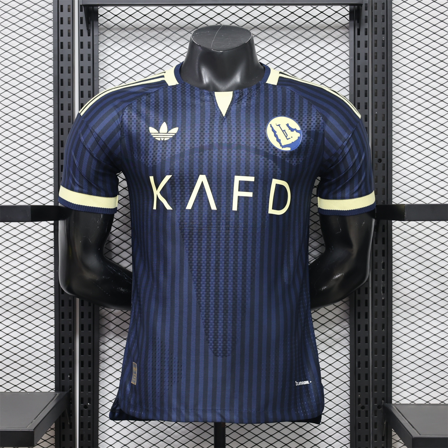 Al Nassr Riyadh Victory 26-27 Away Navy Blue With Sponsors Jersey - Player Version - JerseysGala