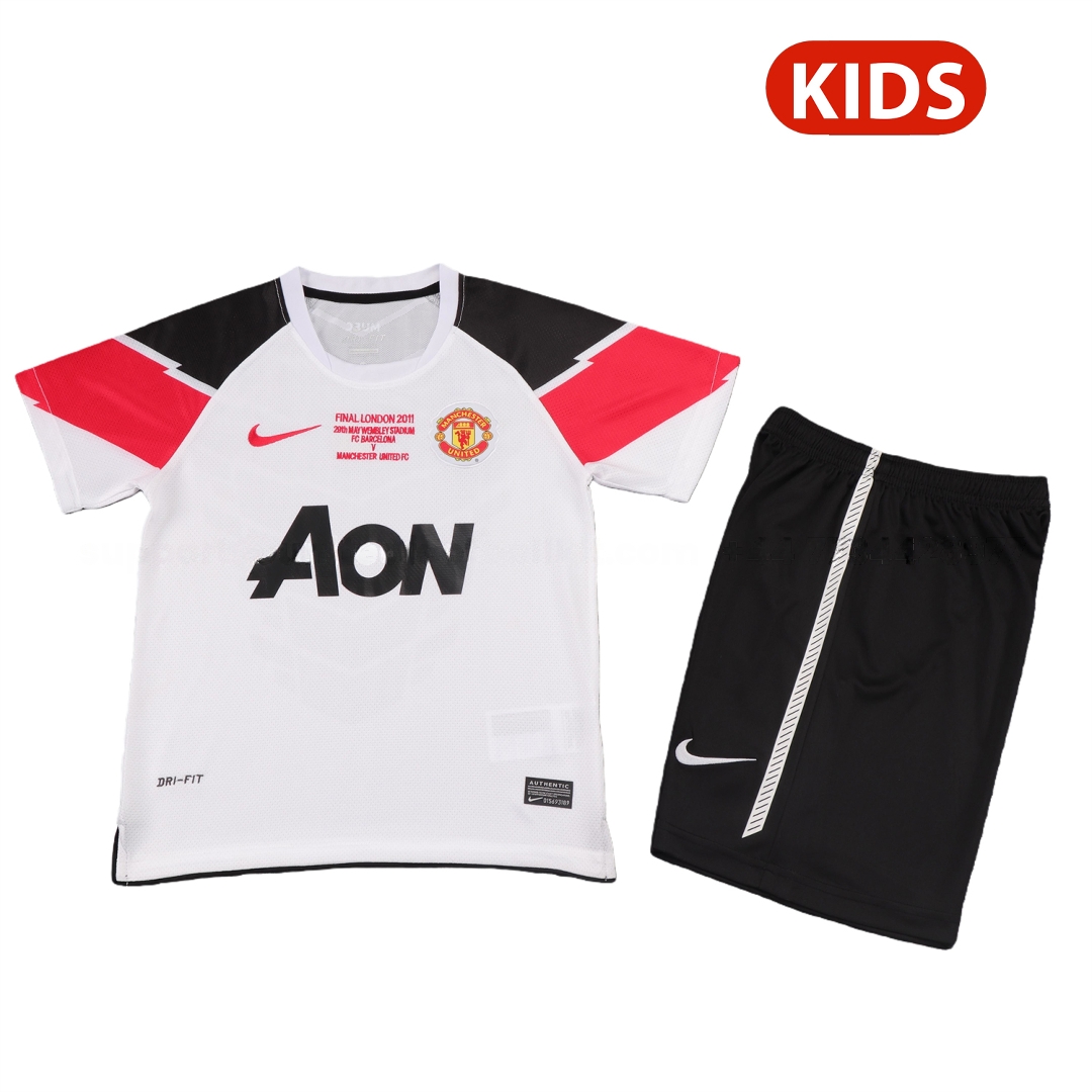 Retro Manchester United 2010-11 Away Kids Kit - Champions League Version - JerseysGala