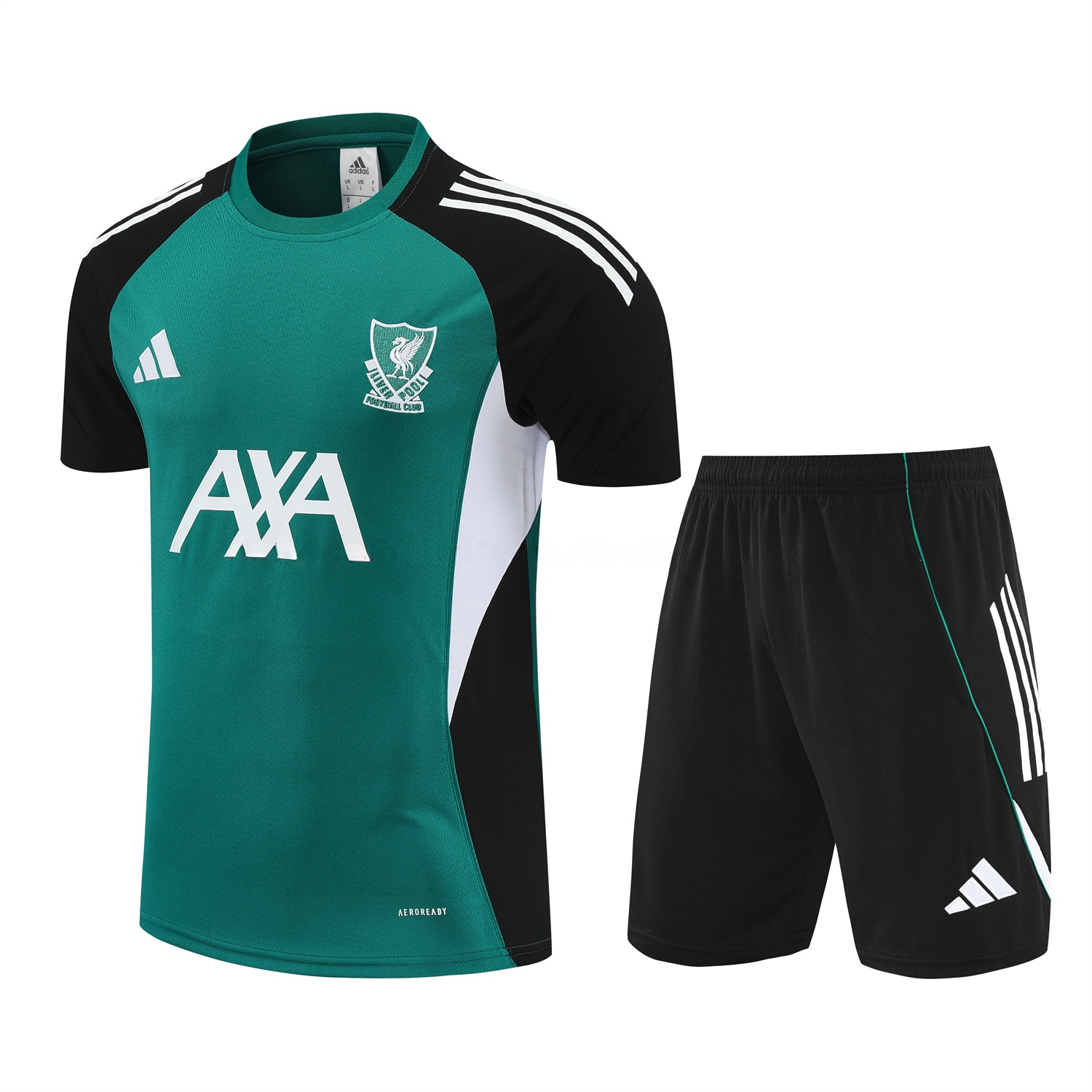 Liver.pool 25-26 Short-Sleeve Training Set - Green With Black Top & Black Shorts - JerseysGala