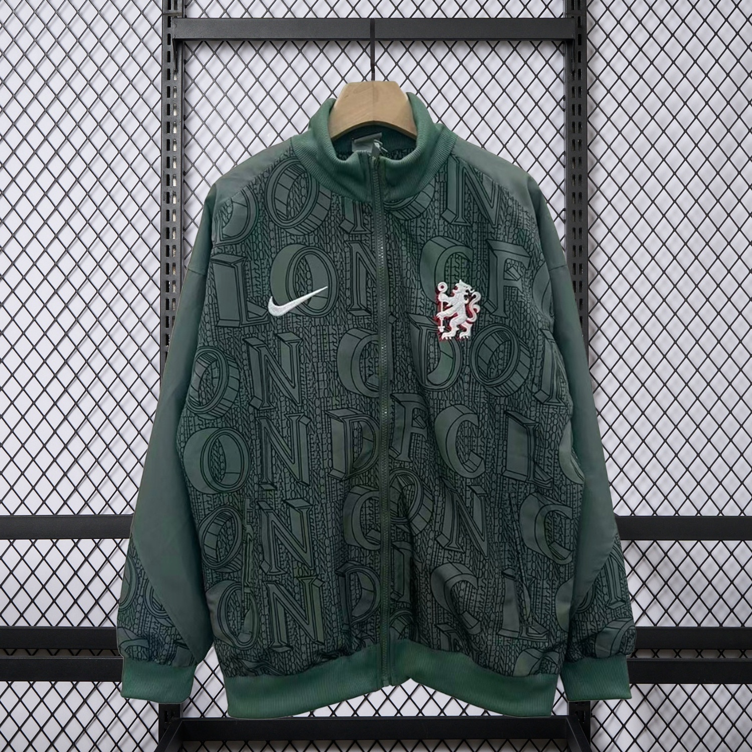 C.H.E.L.S.E.A 25-26 Subtle Letter Pattern Windbreaker Jacket - Dark Green - JerseysGala
