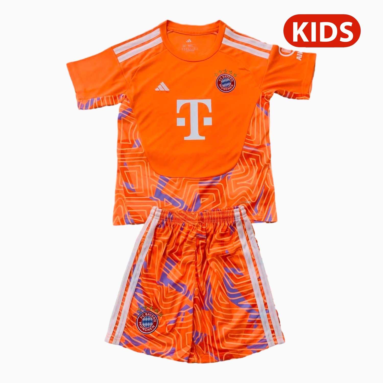 Bayern Munich 26-27 Orange Goalkeeper Kids Kit - JerseysGala