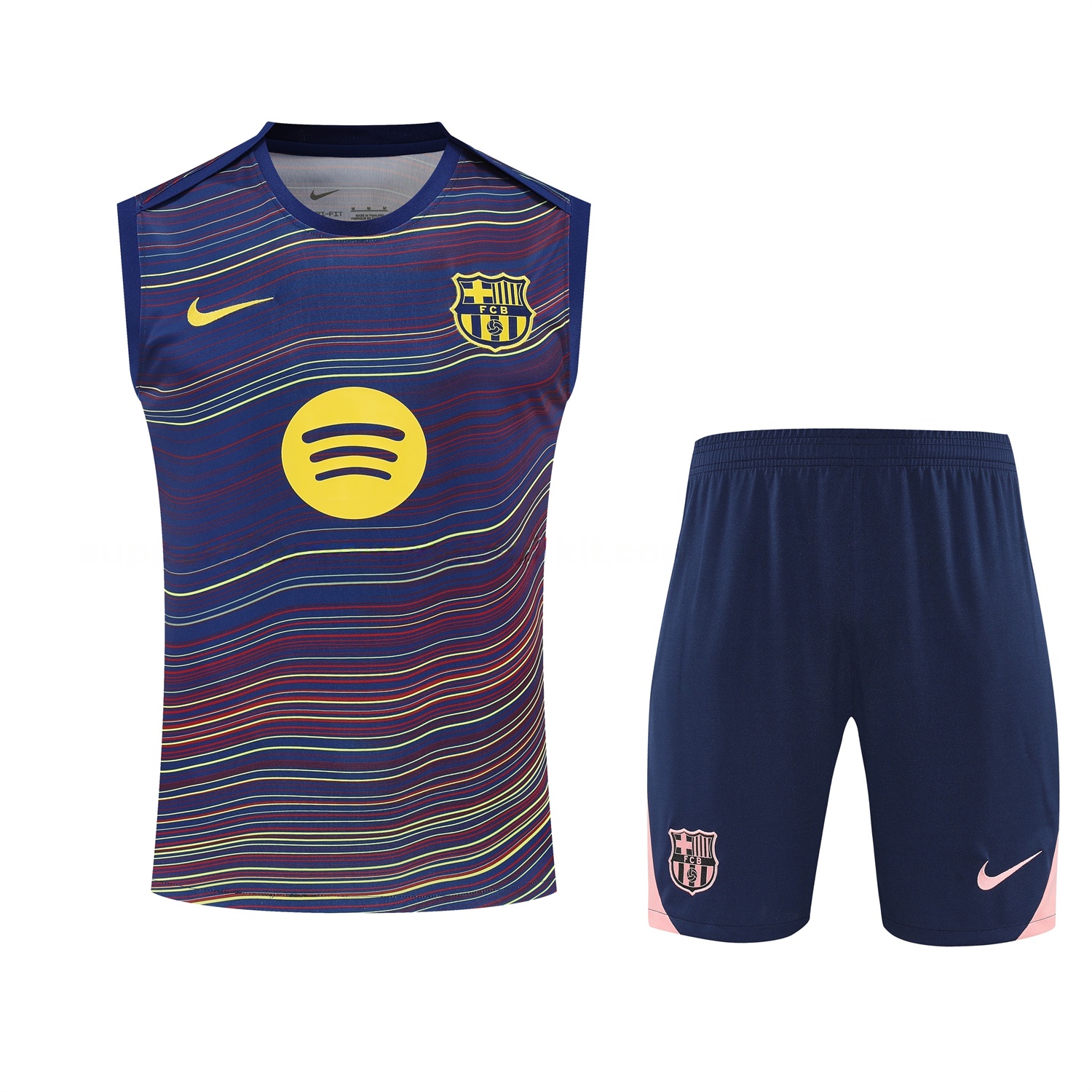 Barcelona 25-26 Short-Sleeve Training Set - Colors Top & Dark Blue With Pink Accents Pants - JerseysGala