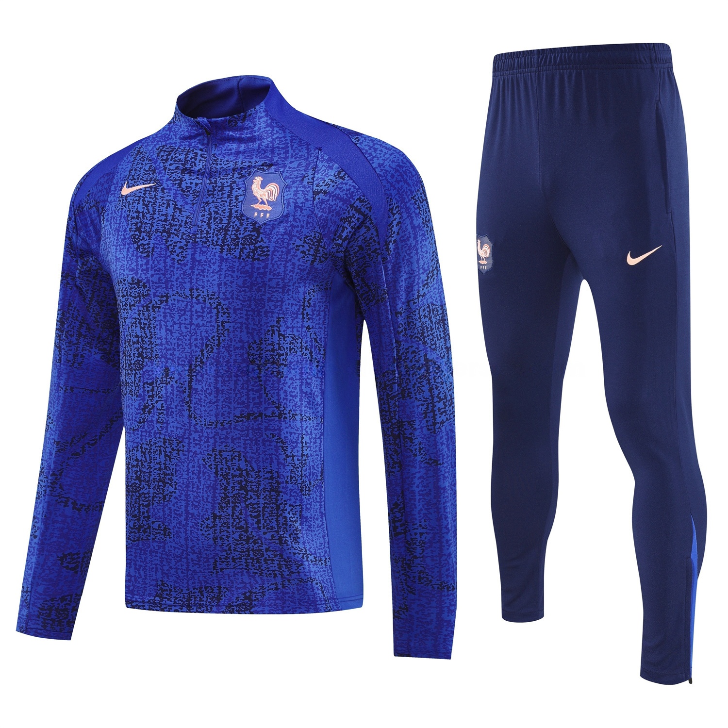 France 2026 Long Sleeves Training Set - Ocean Blue Top & Dark Blue Pants - JerseysGala