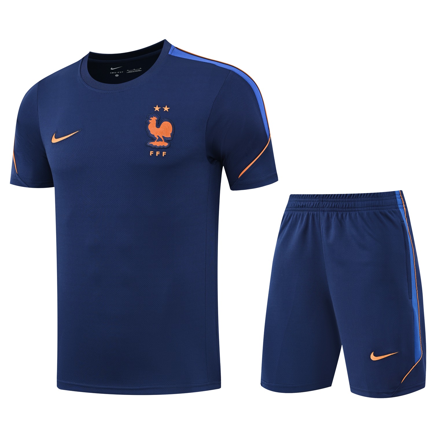 France 2026 Short-Sleeve Training Set - Deep Blue Top & Deep Blue Shorts - JerseysGala