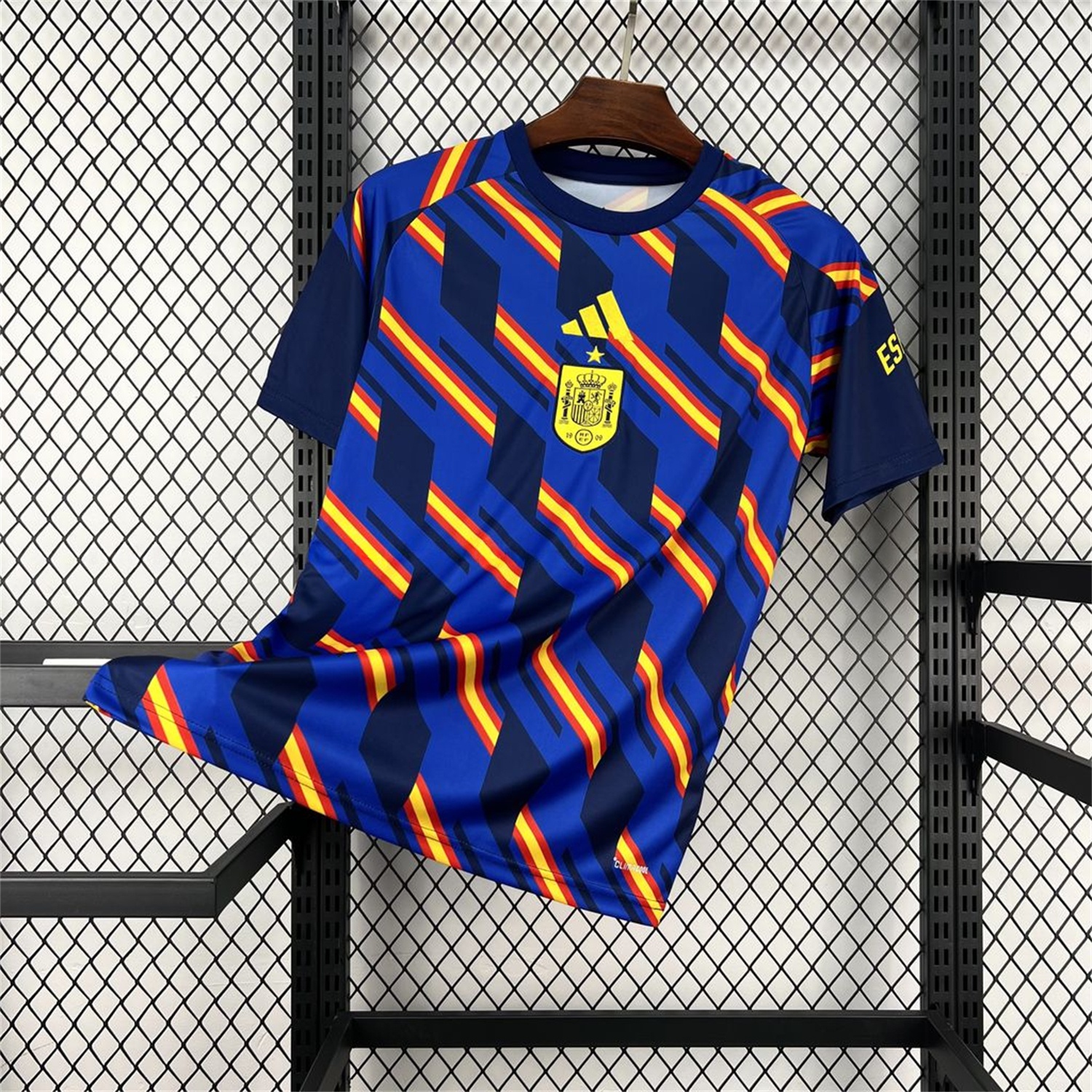Spain 2026 Royal Blue And Yellow Stripes Pre-match Jersey - Fans Version - JerseysGala