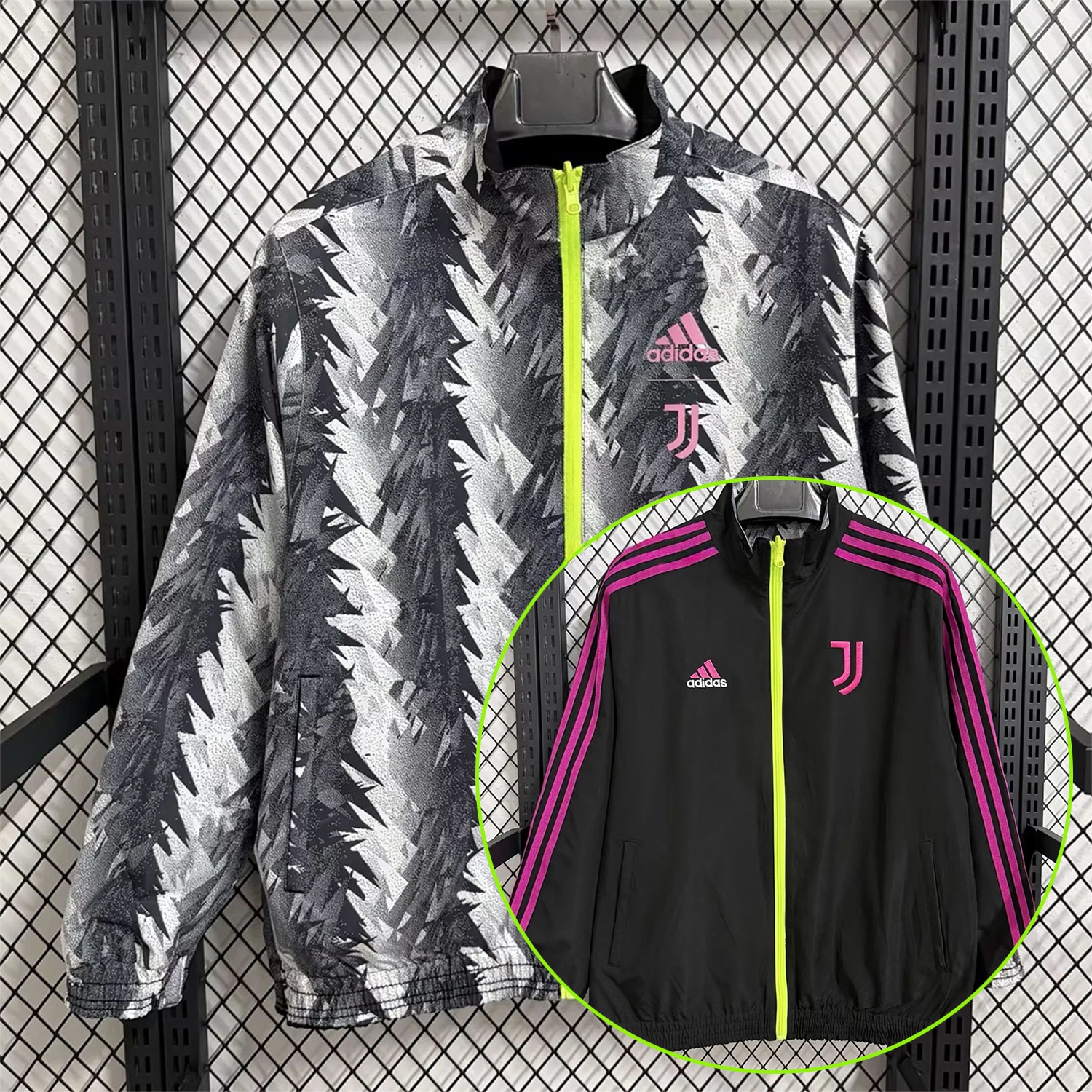 Juventus 25-26 Double Sided Reversible Windbreaker - Black & Grey - JerseysGala