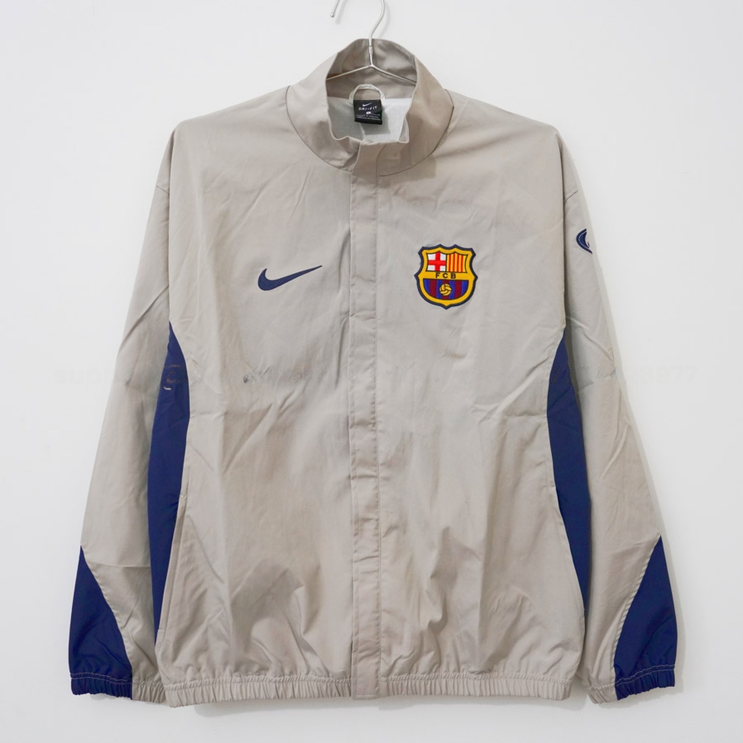 Retro Barcelona 2003-04 Windbreaker Jacket - Grey With Blue - JerseysGala
