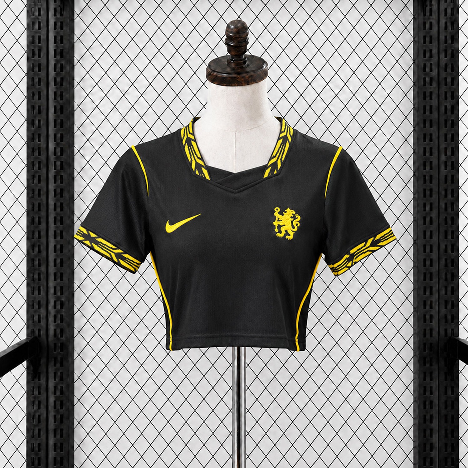 Women's C.H.E.L.S.E.A 26-27 Away Black Yellow Cropped Jersey - Fans Version - JerseysGala