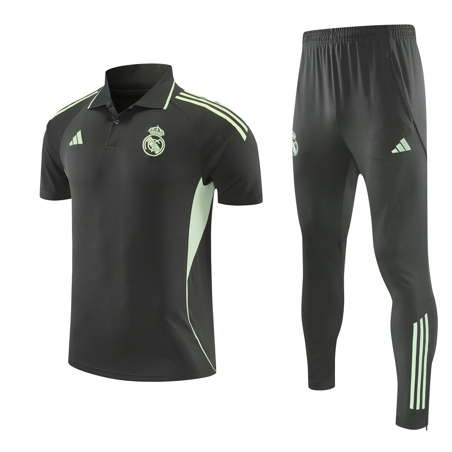 Real Madrid 25-26 POLO Short-Sleeve Training Set - Dark Grey Top and Pants - JerseysGala