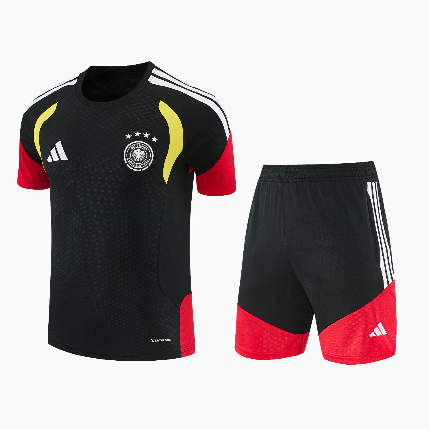 Germany 2026 Short-Sleeve Training Set - Black With Red Top & Black With Red Pants - JerseysGala