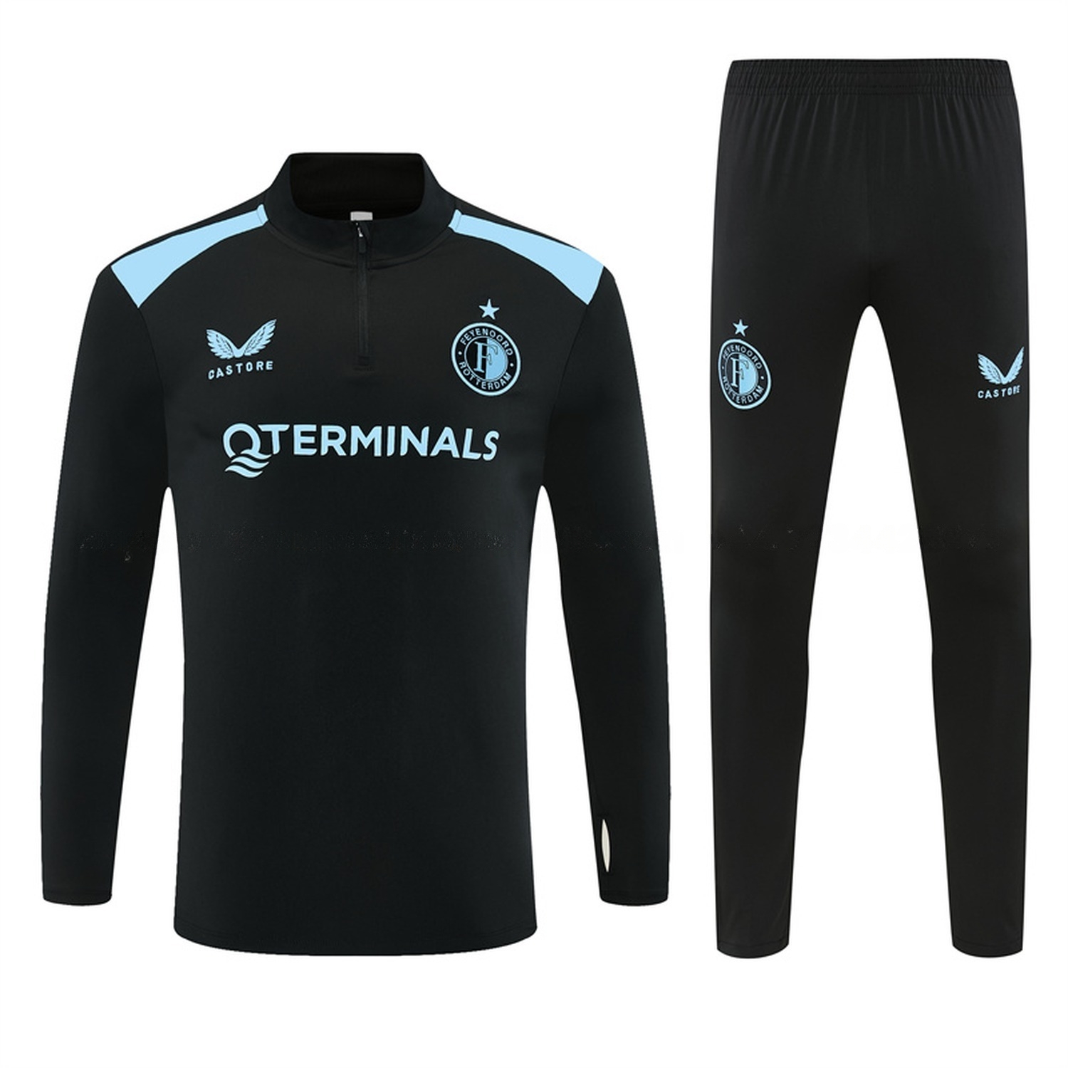 Feyenoord 26-27 Long Sleeve Training Set - Black Top & Black Pants - JerseysGala