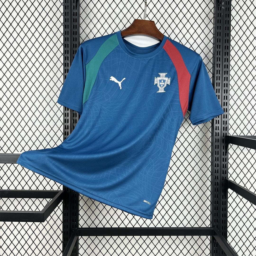 Portugal 2026 Muted Blue With Emerald Green Pre-Match Jersey - Fans Version - JerseysGala