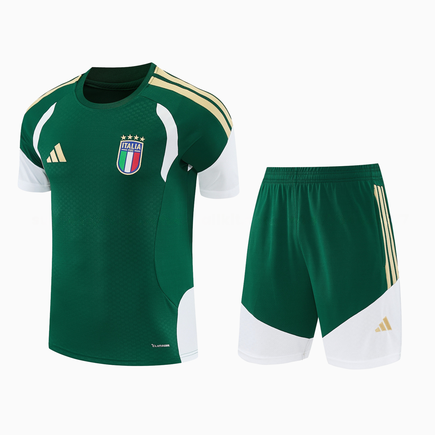 Italy 2026 Short-Sleeve Training Set - Green With White Top & Green With White Pants - JerseysGala