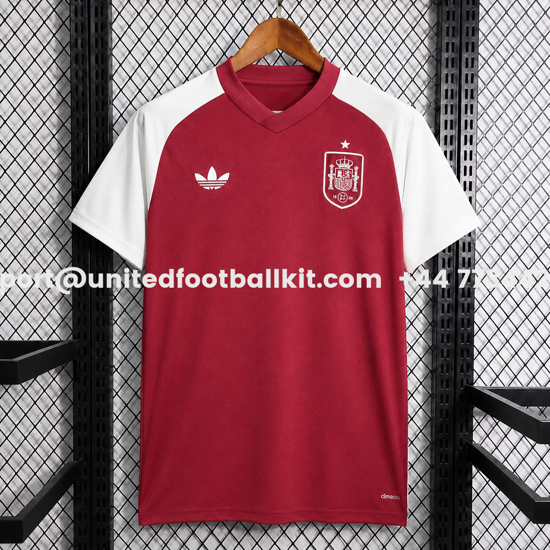 Spain 2026 Red With White Pre-Match Training Jersey - Fans Version - JerseysGala