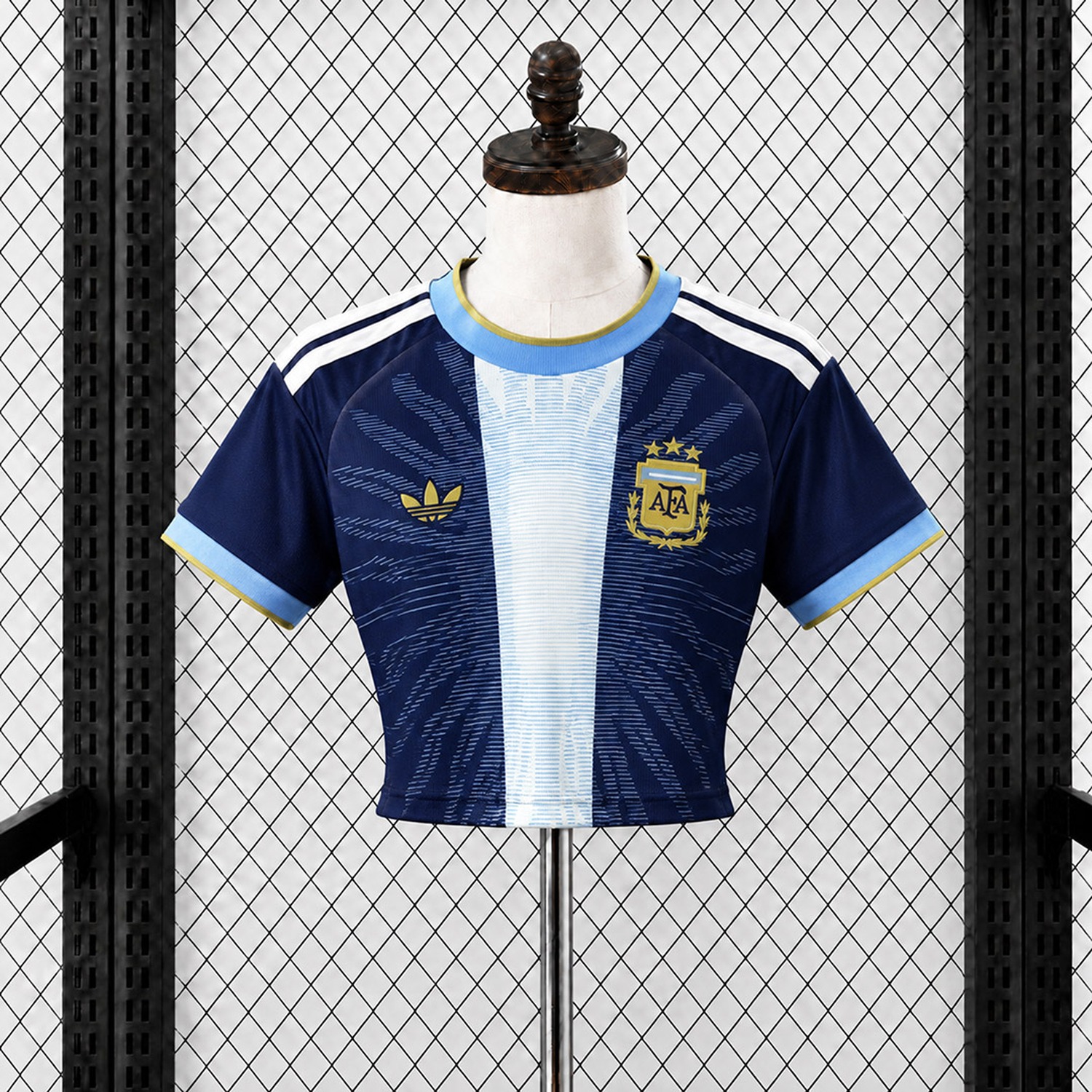 Women's Argentina 2026 Messi Tribute Navy Blue Pre-Match Training Cropped Jersey - Fans Version - JerseysGala