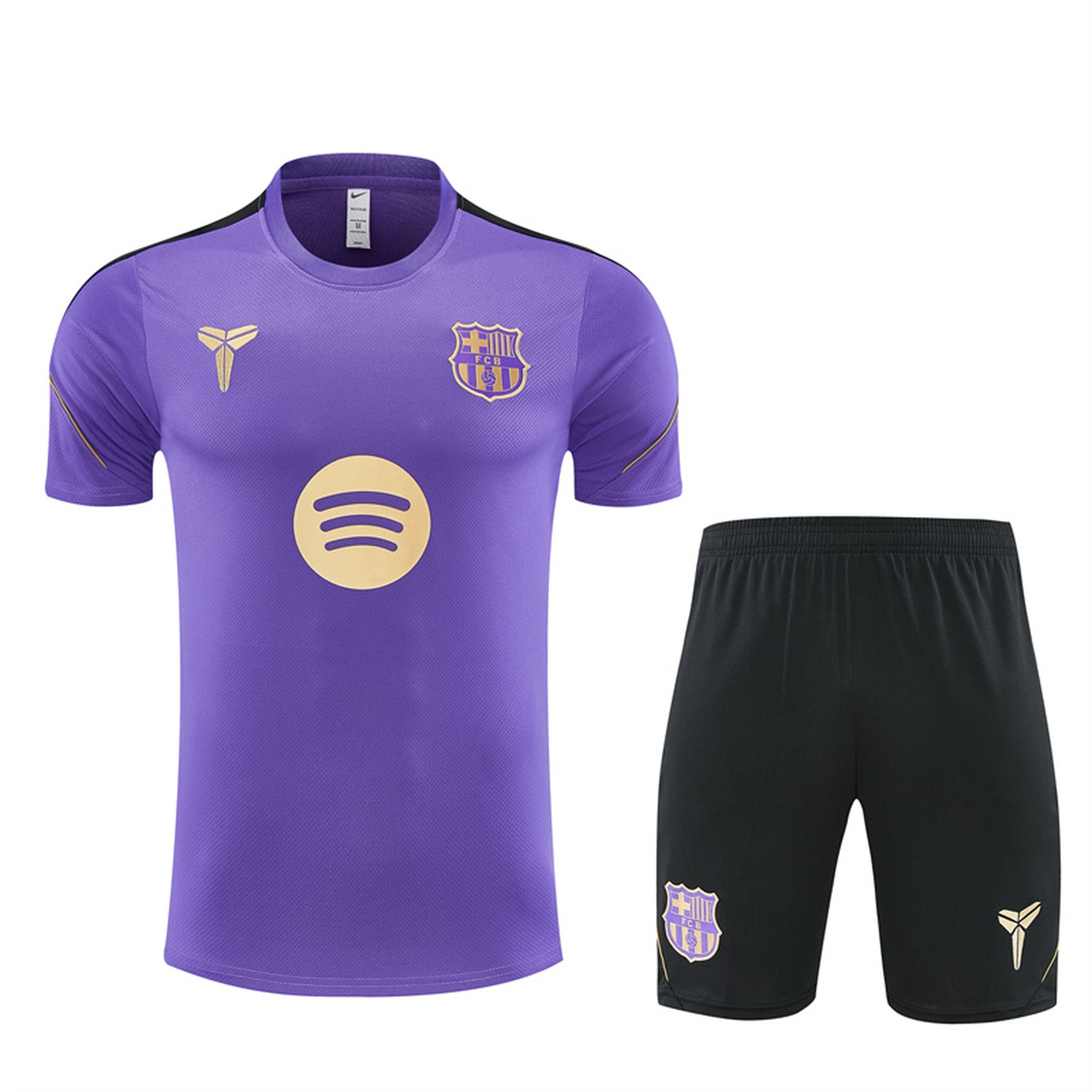 Barcelona 26-27 Purple Special Kids Short-Sleeve Training Set - Purple Top & Black Shorts - JerseysGala
