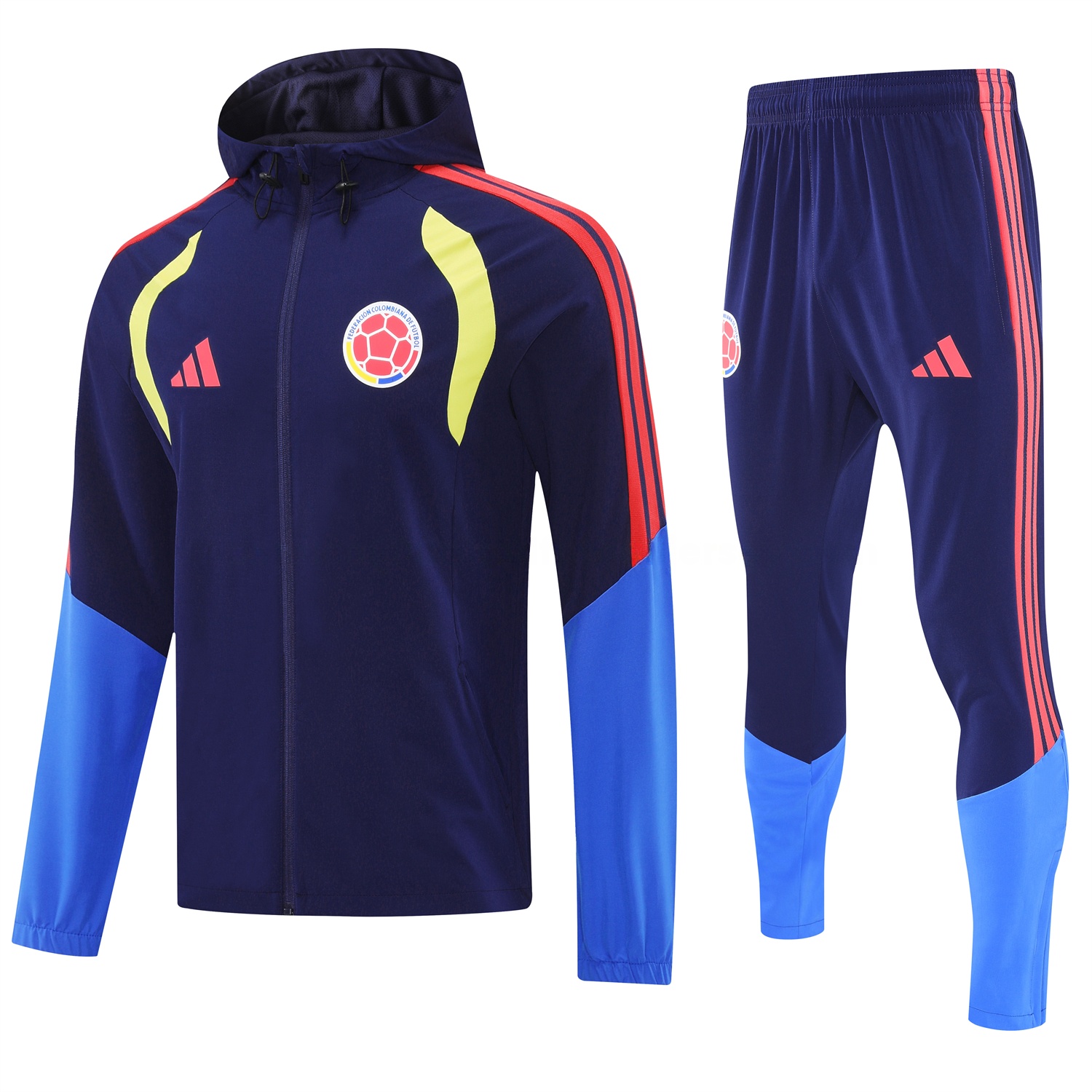 Colombia 2026 Hooded Windbreaker Training Set - Dark Blue and Pants - JerseysGala