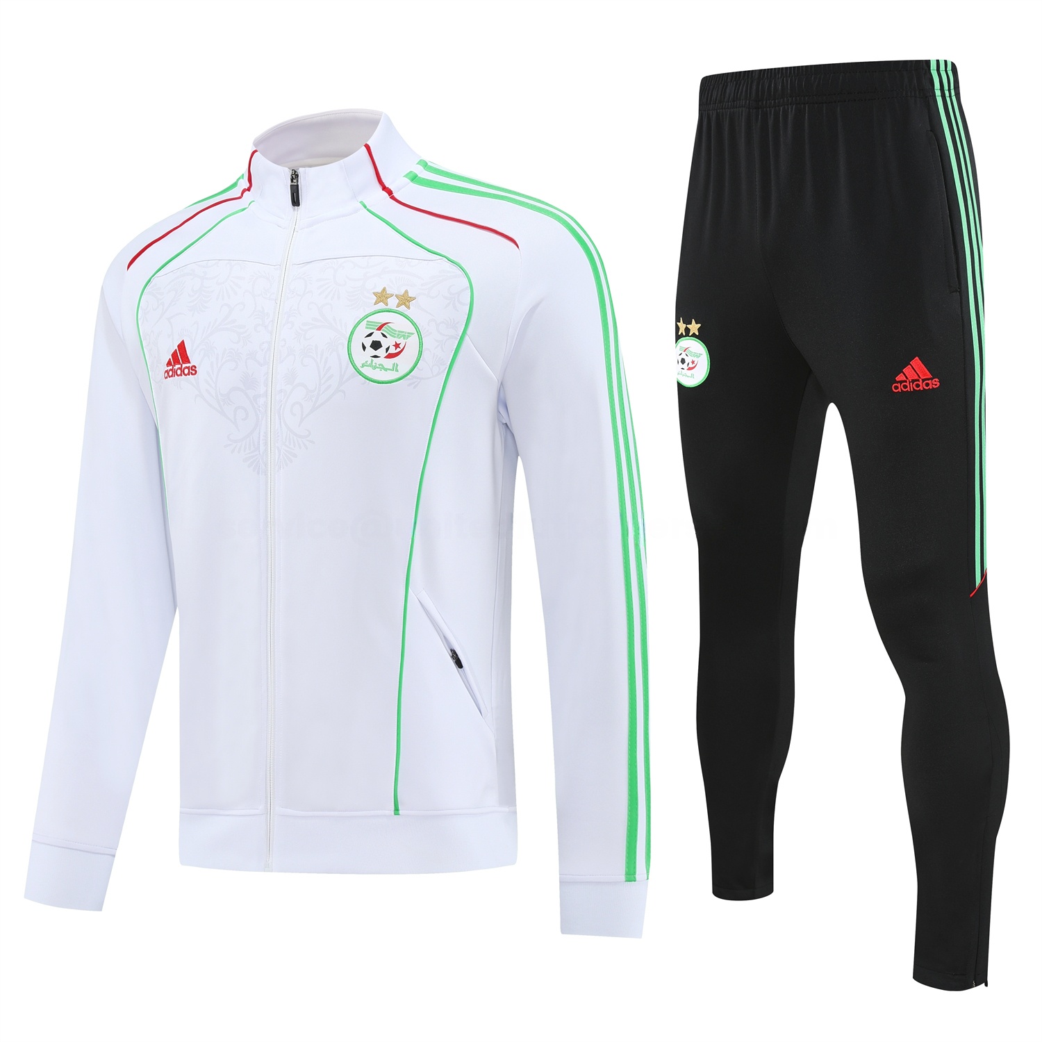 Algeria 2026 Long Sleeve Training Set - White Top and Black Pants - JerseysGala