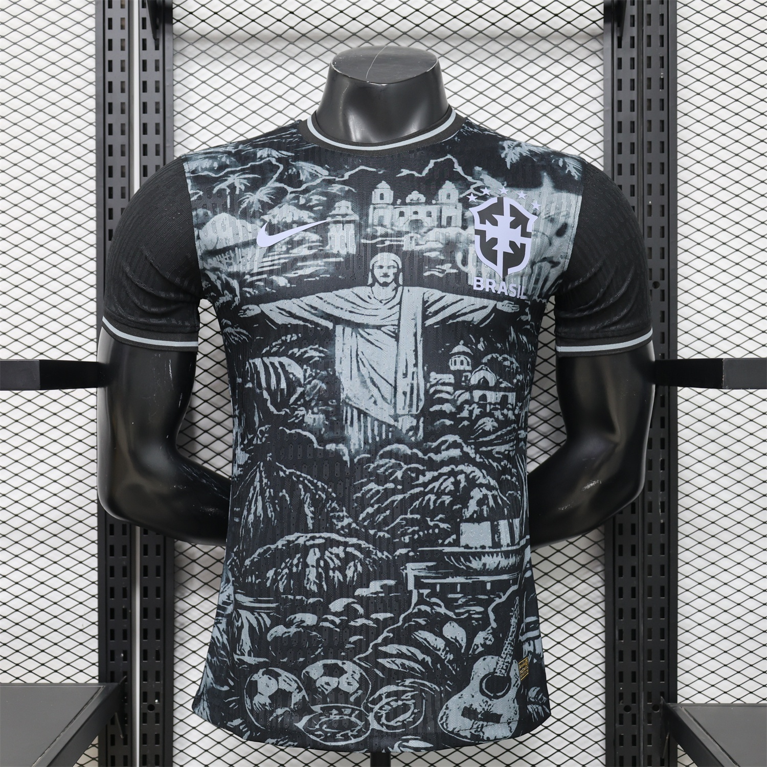 Brazil 2026 Grey Jesus Black Special Jersey - Player Version - JerseysGala