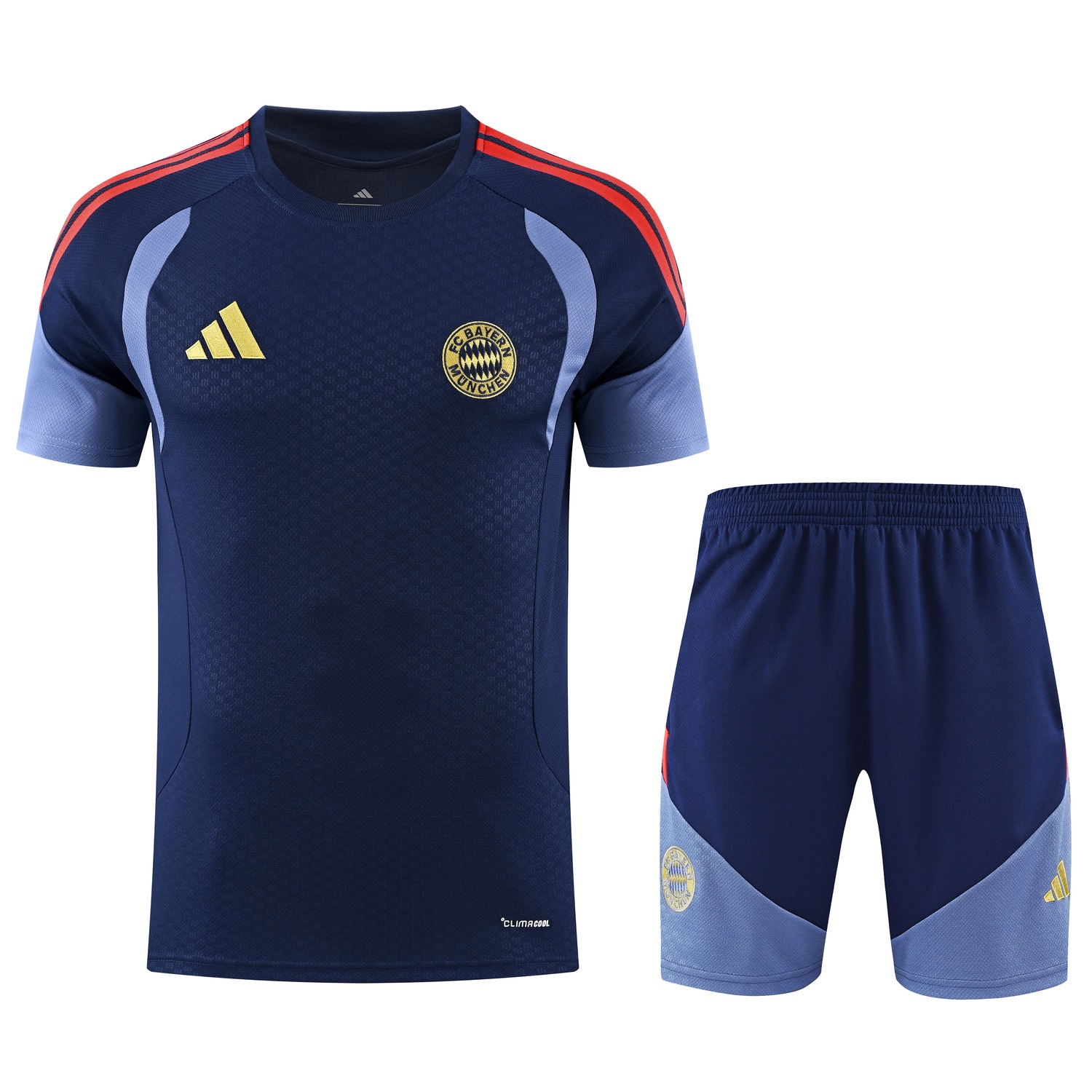 Bayern Munich 26-27 Short-Sleeve Training Set - Deep Blue Top & Deep Blue Shorts - JerseysGala