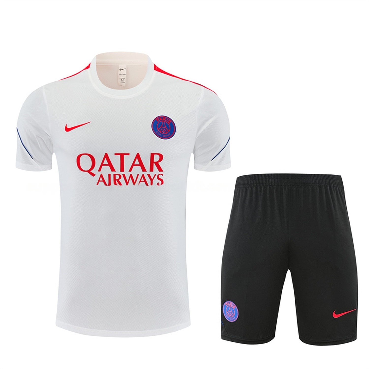 Paris Saint-Germain PSG 26-27 Short-Sleeve Training Set - White Top & Black Shorts - JerseysGala