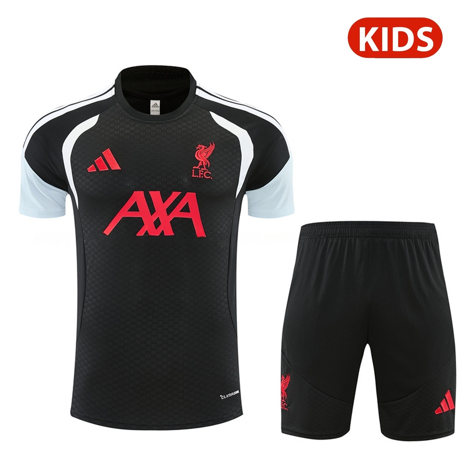 Liver.pool 26-27 Kids Short-Sleeve Training Set - Black Top & Black Shorts - JerseysGala