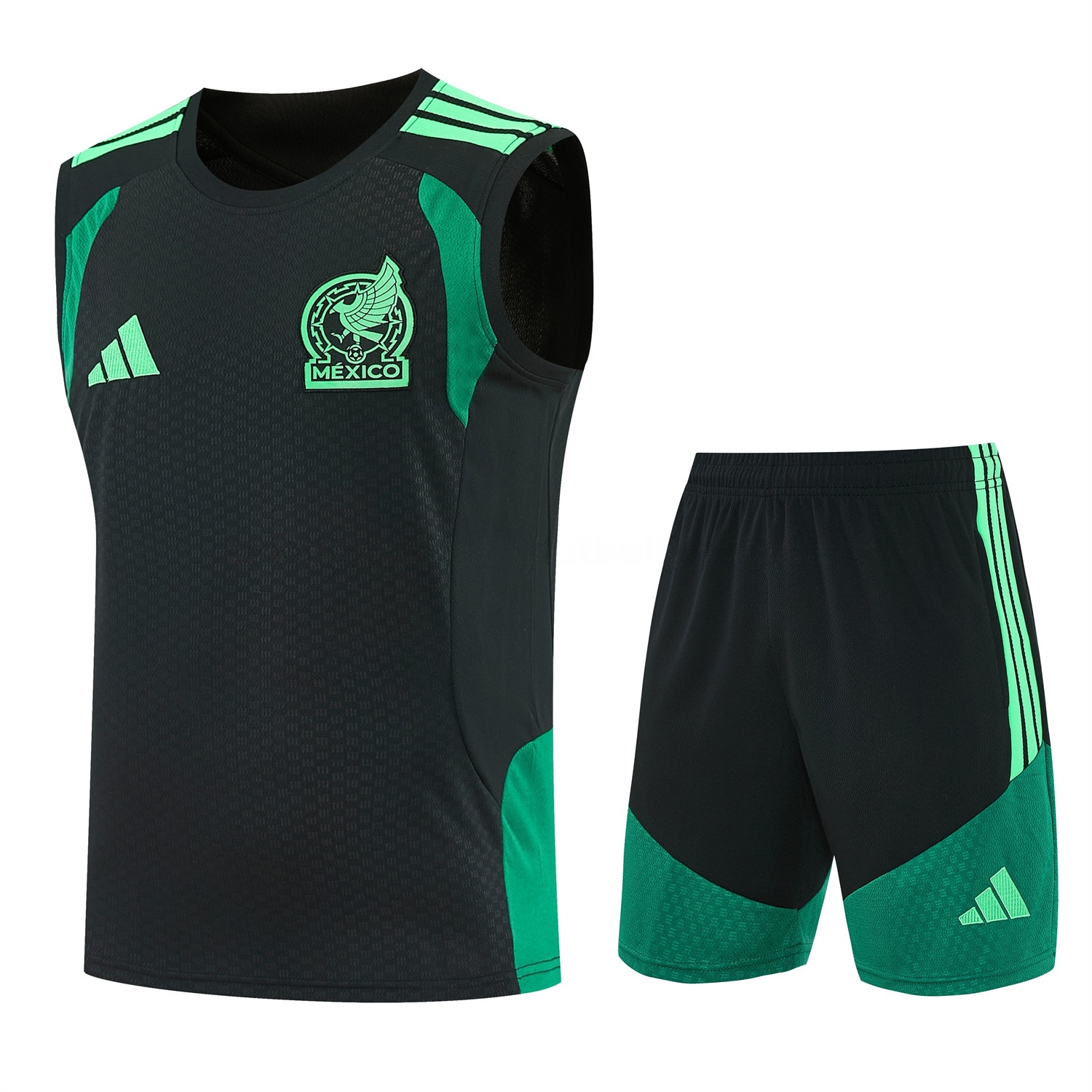 Mexico 2026 Vest Training Set - Black With Green Vest and Shorts - JerseysGala