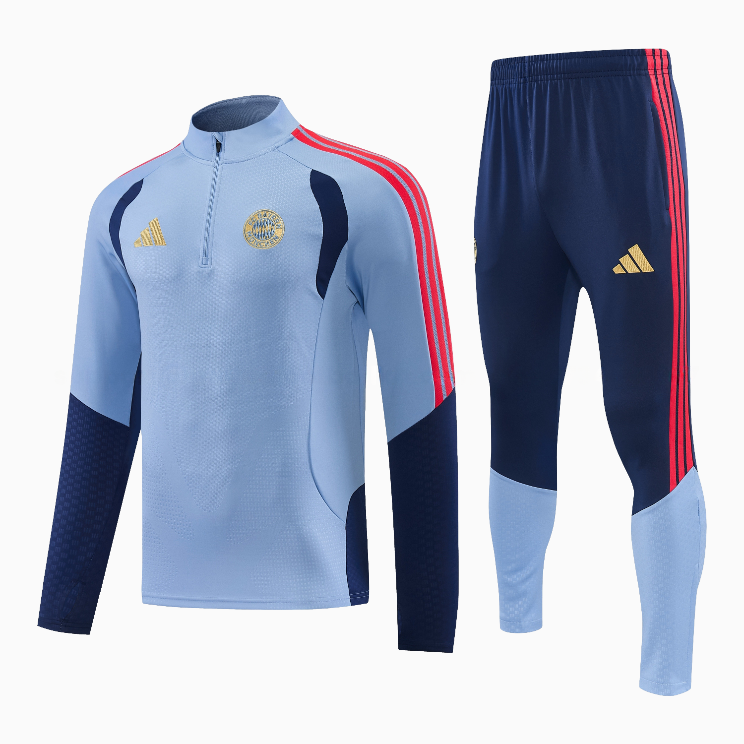 Bayern Munich 26-27 Long Sleeves Training Set - Light Blue Top and Dark Blue Pants - JerseysGala