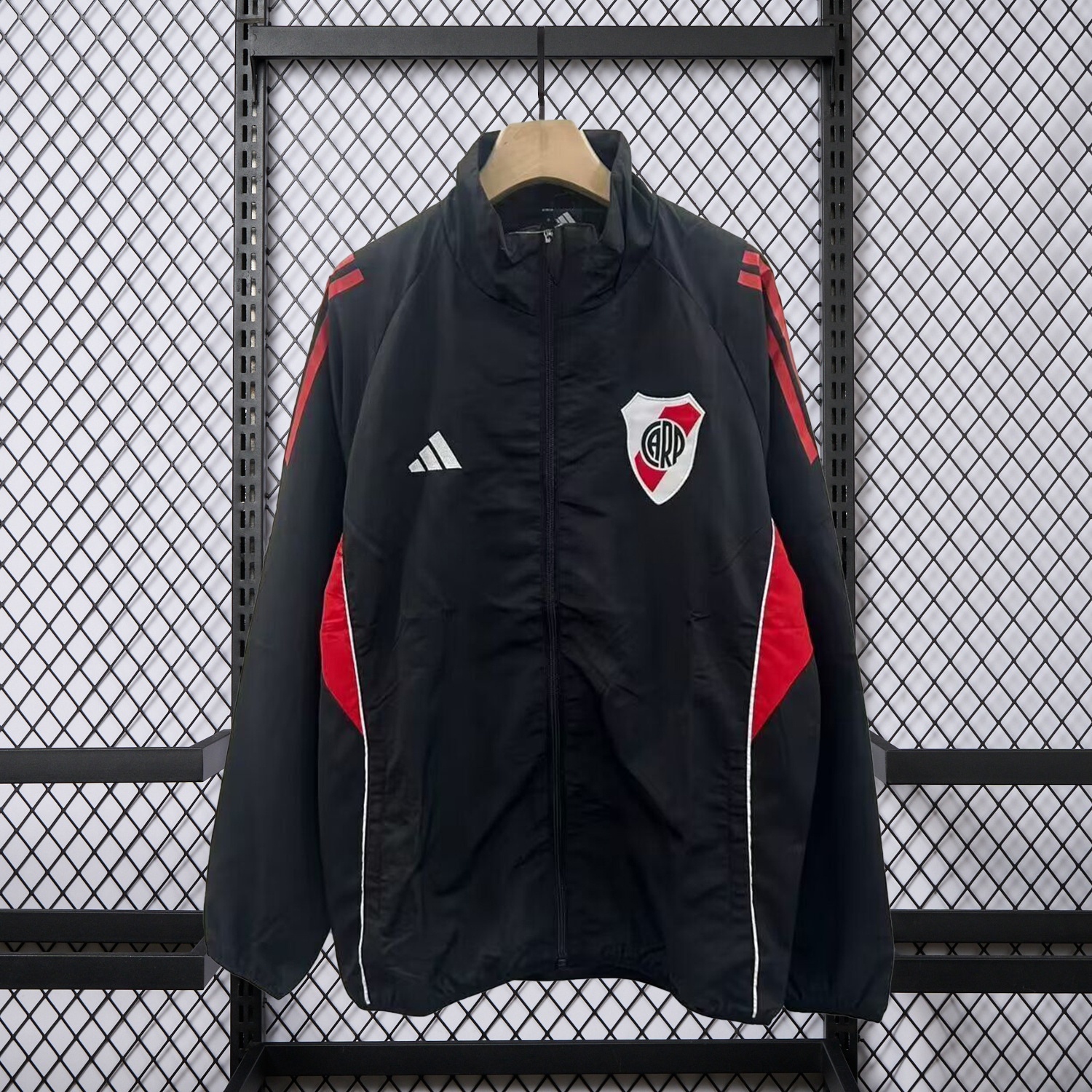 River Plate 25-26 Training Windbreaker Jacket - Black With Red - JerseysGala