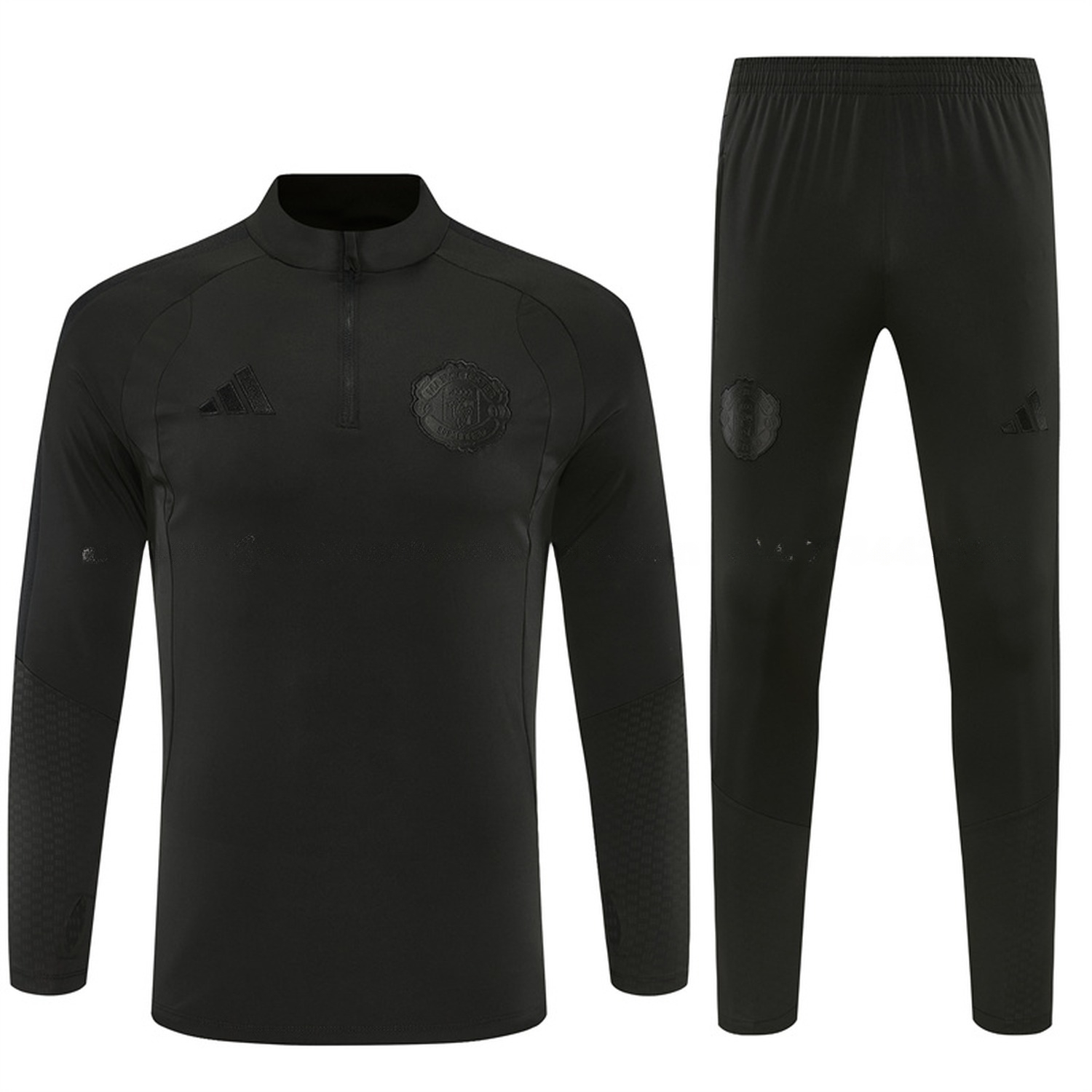 Manchester United 26-27 Long Sleeve Training Set - Pure Black Top & Pure Black Pants - JerseysGala