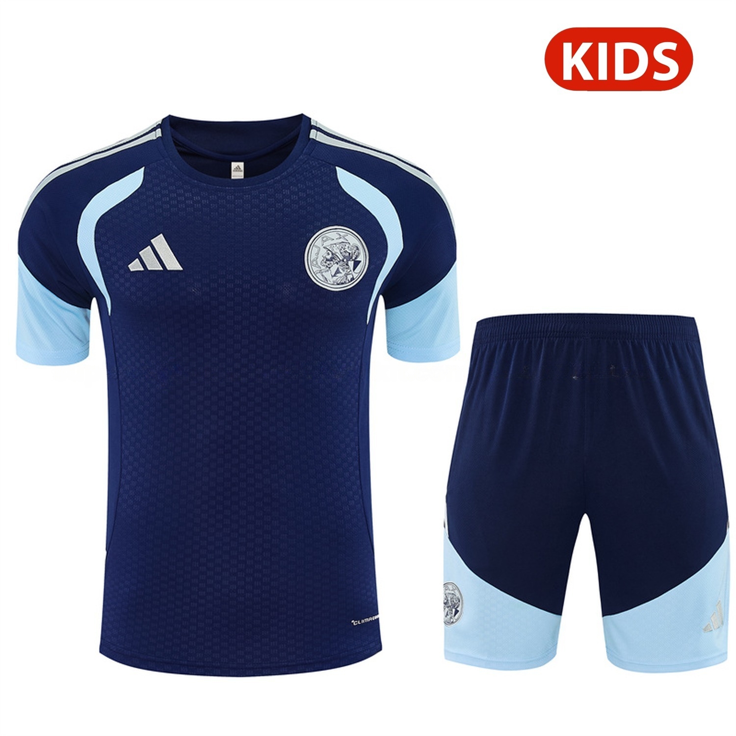 Ajax 26-27 Kids Short-Sleeve Training Set - Deep Blue Top & Deep Blue Shorts - JerseysGala