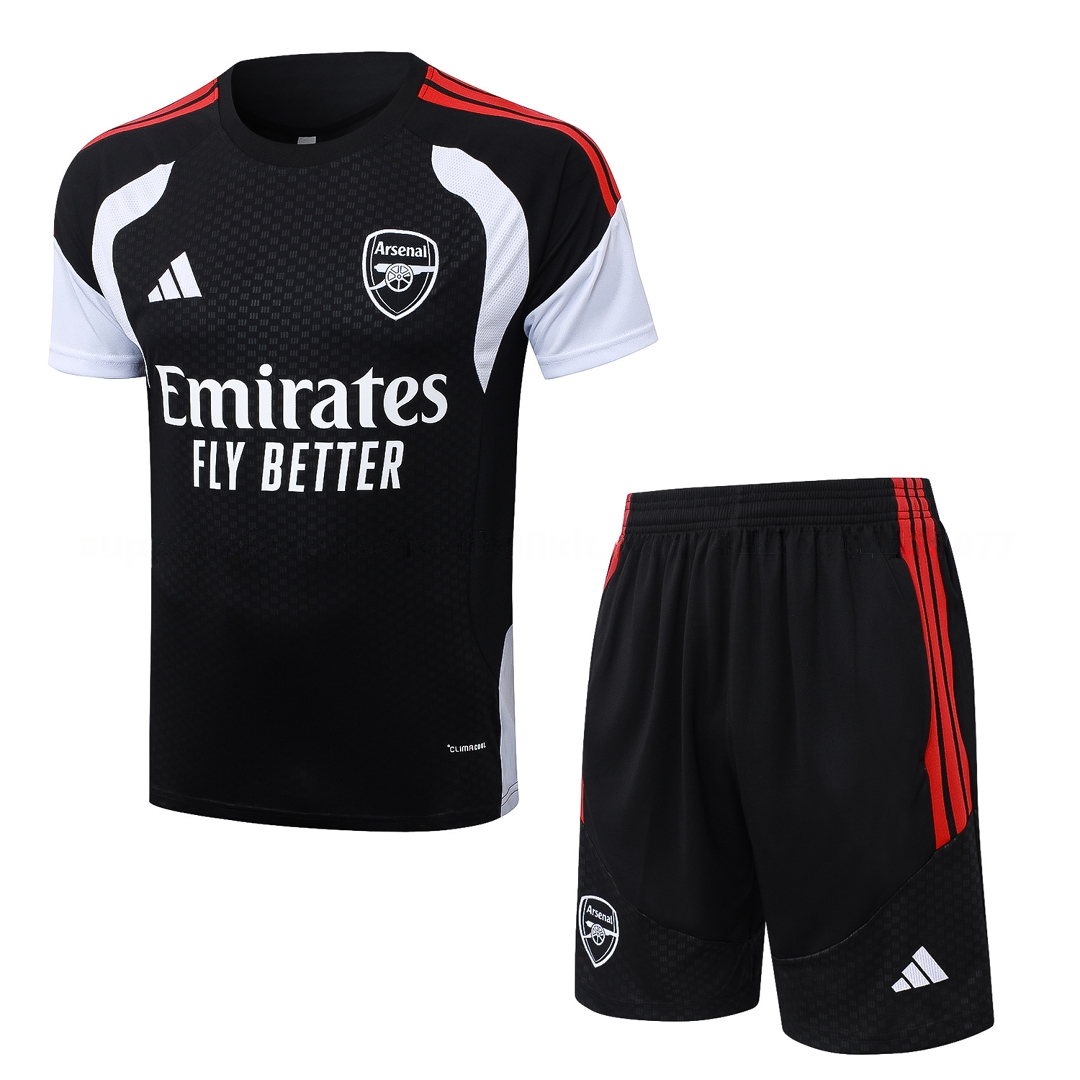 Arsenal 26-27 Short-Sleeve Training Set - Red Edge Black Top & Shorts - JerseysGala