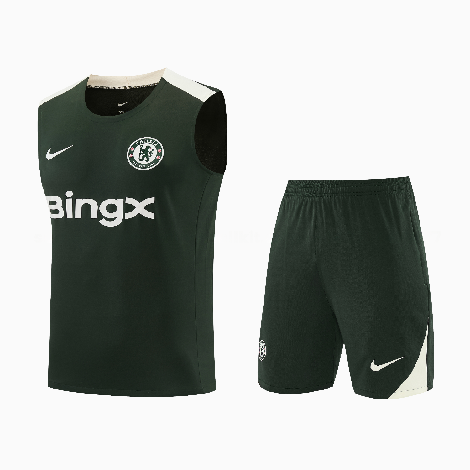 C.H.E.L.S.E.A 25-26 Vest Training Set - Dark Green With White Accents Top & Pants - JerseysGala