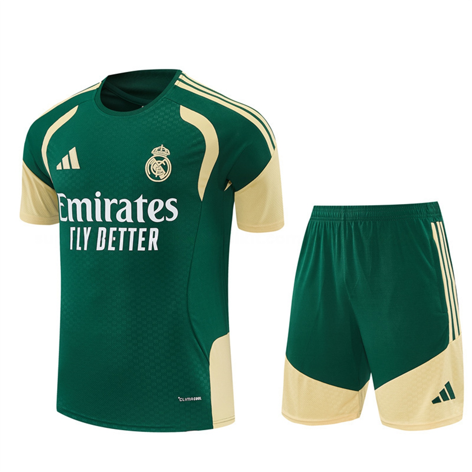 Real Madrid 26-27 Short-Sleeve Training Set - Green Top & Green Shorts - JerseysGala