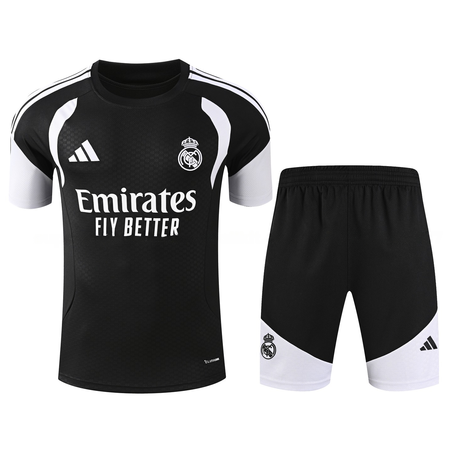 Real Madrid 26-27 Short-Sleeve Training Set - Black Top & Black Shorts - JerseysGala