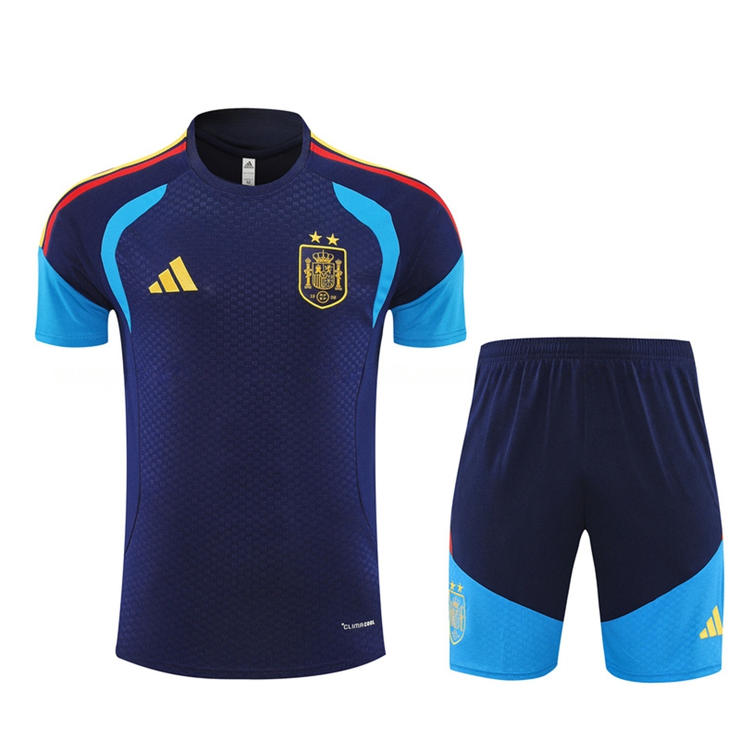 Spain 2026 Short-Sleeve Training Set - Deep Blue Top & Deep Blue Shorts - JerseysGala