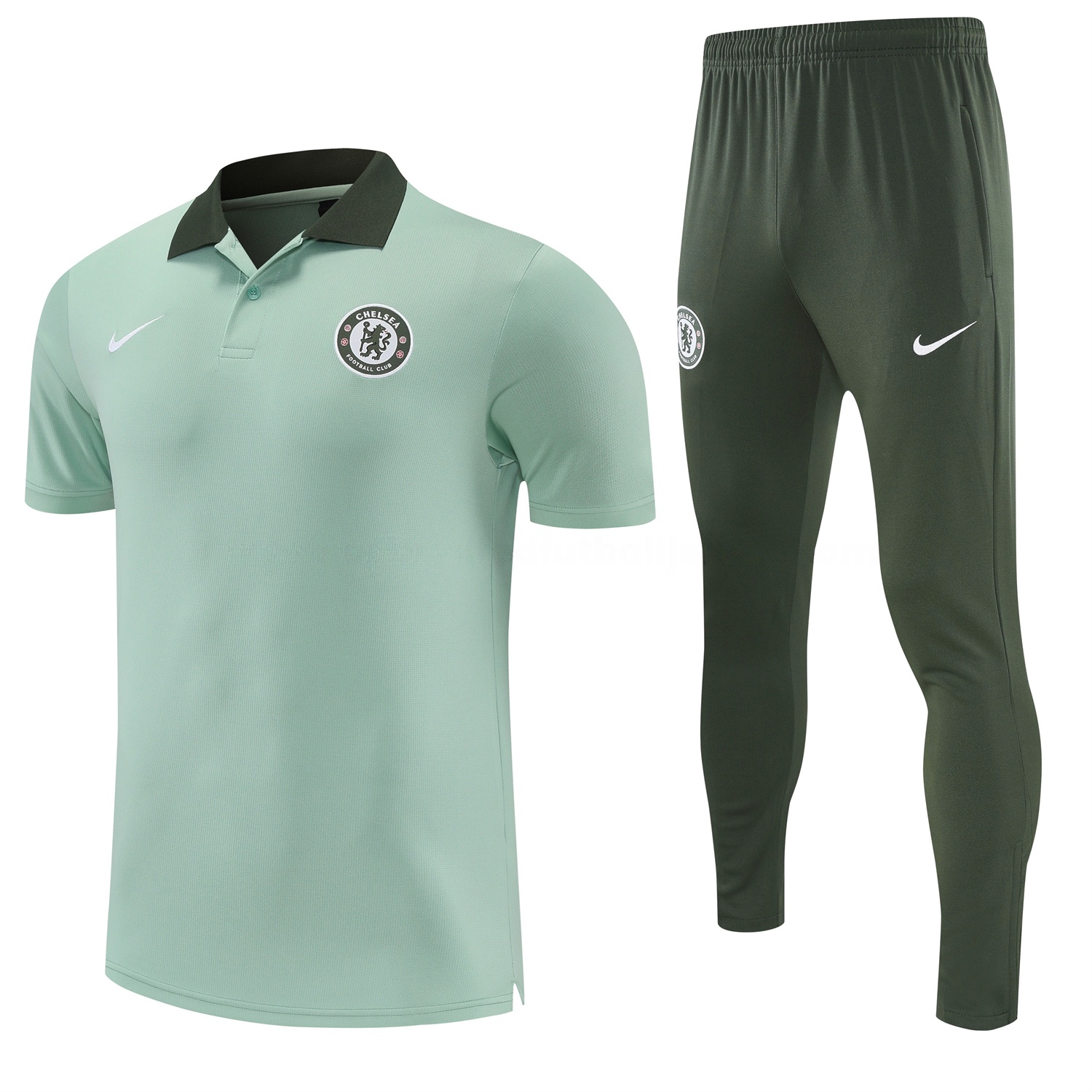 C.H.E.L.S.E.A 25-26 POLO Short-Sleeve Training Set - Light Green Top and Dark Green Pants - JerseysGala