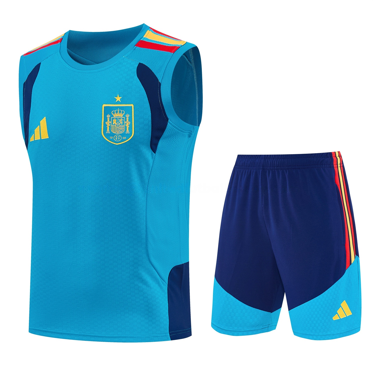 Spain 2026 Vest Training Set - Lake Blue Vest and Dark Blue Shorts - JerseysGala